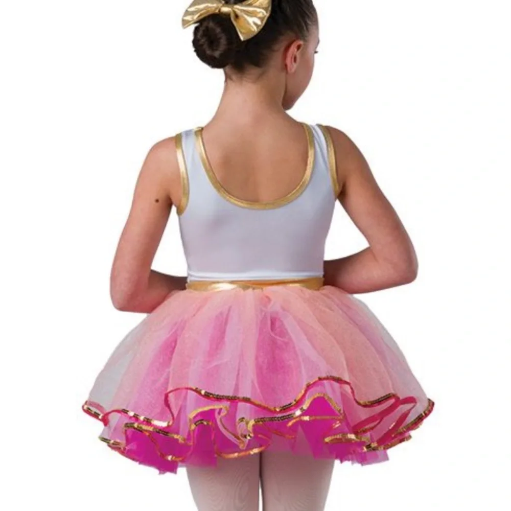 Laylas Dance CAROUSEL WALTZ Pink and Gold Kids Ballet Dance Costume Dress